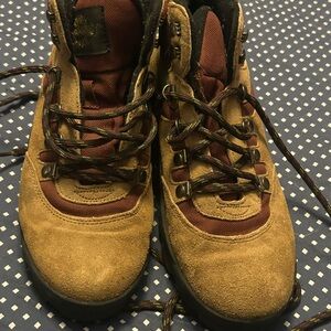 Brown and Burgundy Hiking Boots